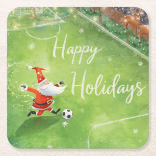 Fotboll till jul med Jultomten Underlägg Papper Kvadrat