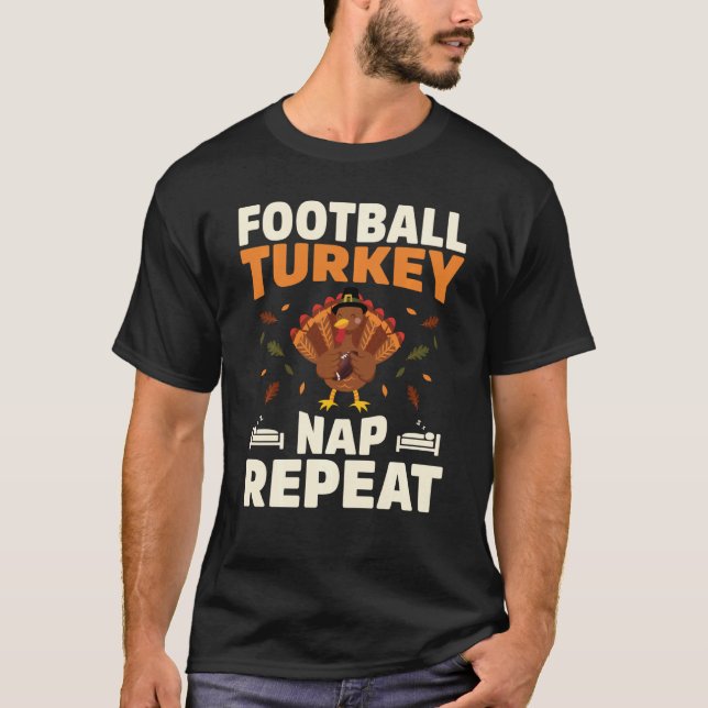 Fotboll Turkiet, Nap Repetera Coola Thanksgiving D T Shirt (Framsida)