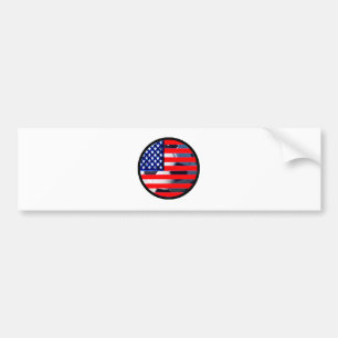 Fotboll & USA flagga 2 MUSEUM Zazzle Black-C Bildekal
