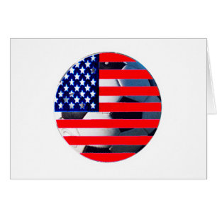 Fotboll & USA flagga 2 MUSEUM Zazzle White- C Hälsningskort