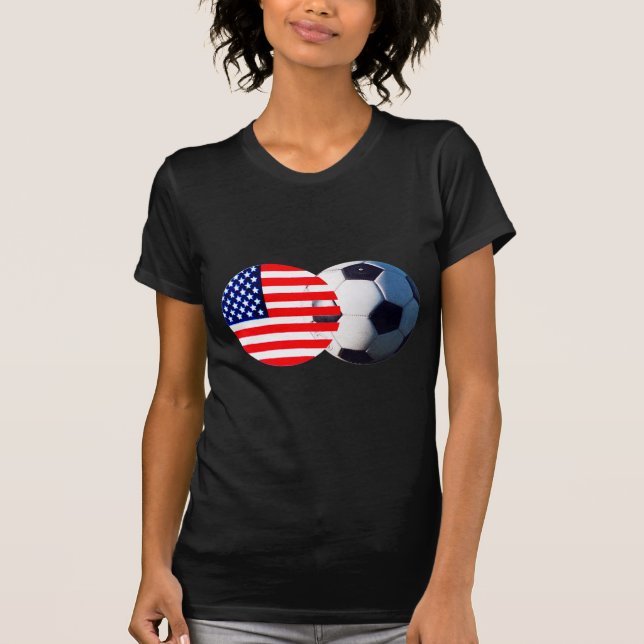Fotboll & USA flagga MUSEUM Zazzle Tee (Framsida)