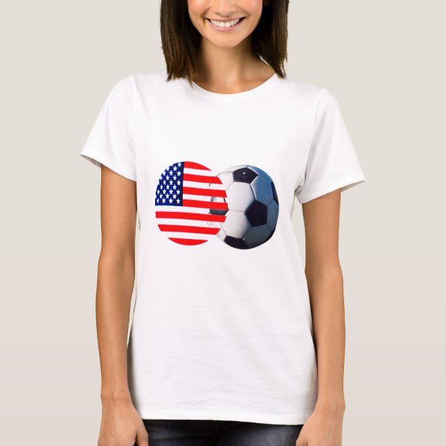 Fotboll & USA flagga MUSEUM Zazzle Tee (Framsida)