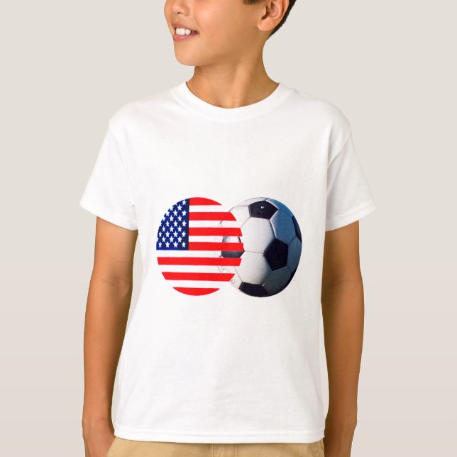 Fotboll & USA flagga MUSEUM Zazzle Tee (Framsida)