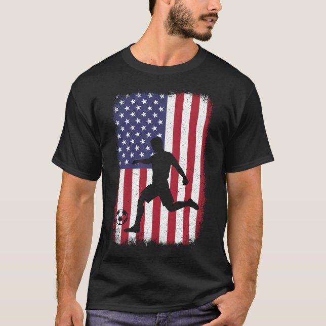 Fotboll USA flagga T Shirt (Framsida)
