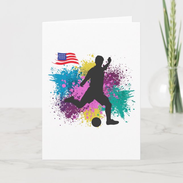 Fotboll USA Grungy Färg Sprutar Kort (Framsida)