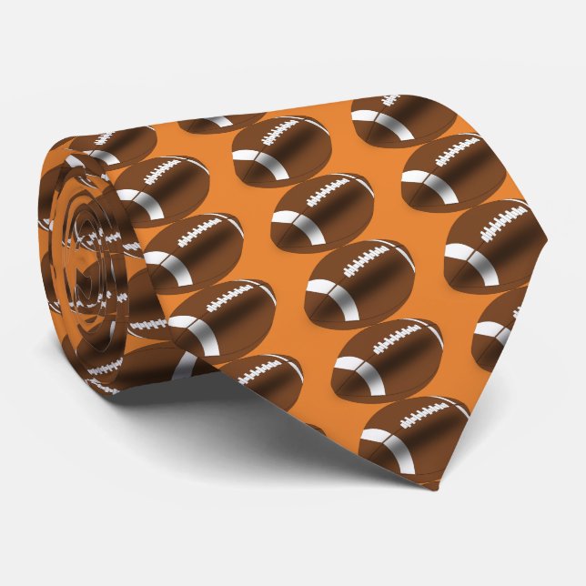 Fotboll vid bränd Orange Necktie Slips (Rullad)