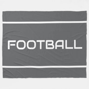 FOTBOLL Vita textränder på professionell grå Fleecefilt