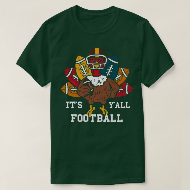Fotboll Y'all Football Turkey Funny Thanksgi T Shirt (Design framsida)
