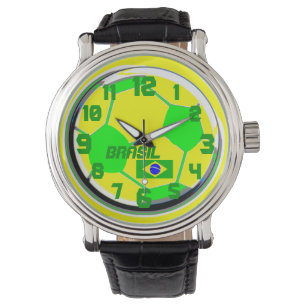 Fotbollanpassadeflagga och kända Brasil Armbandsur