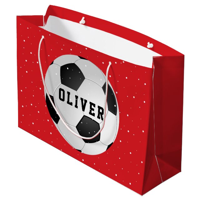 Fotbollar Barn Namn Röd Jul (Baksidan Vinklad)