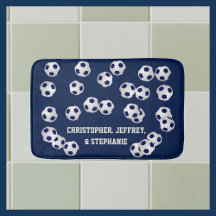 Fotbollar blå, Namn, badrumsdeka