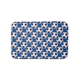 Fotbollar diagonalt, blå, borstbad badrumsmatta