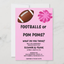 Fotbollar eller Pom Poms-könsbestämmande inbjudan