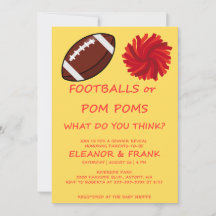 Fotbollar eller Pom Poms Könsbestämmande Inbjudan