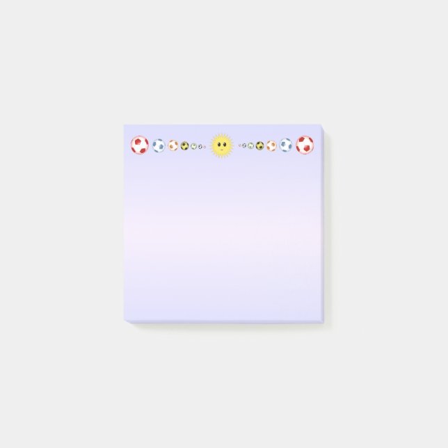 Fotbollar & Glad sol-rubrik Post-it Block (Framsida)