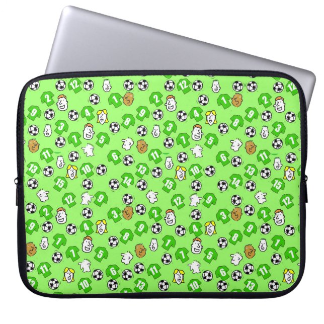 Fotbollar, Gröna Tröjor, & Fans Laptop Fodral (Framsidan)
