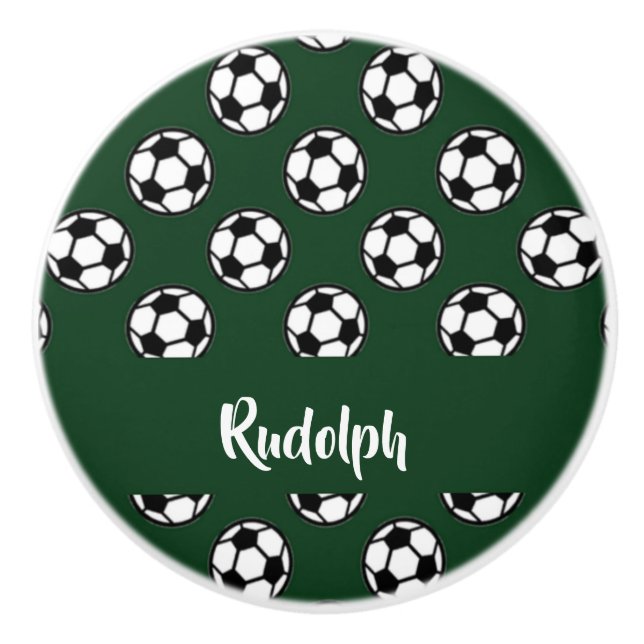 Fotbollar grönt mönster knopp (Framsidan)