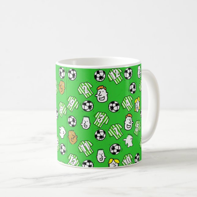 Fotbollar Grönt White Shirts & Fläkt Larger Mönste Kaffemugg (Framsida höger)