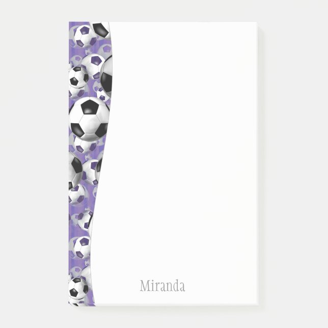 Fotbollar lila flickors fotboll post-it block (Framsida)