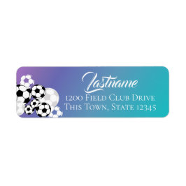 Fotbollar Lila Teal and White Address Label Returadress Etikett