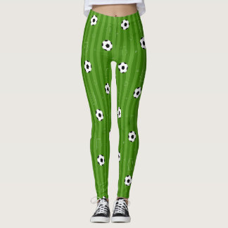 Fotbollar med fotboll på Grönt Grass Mönster Leggings