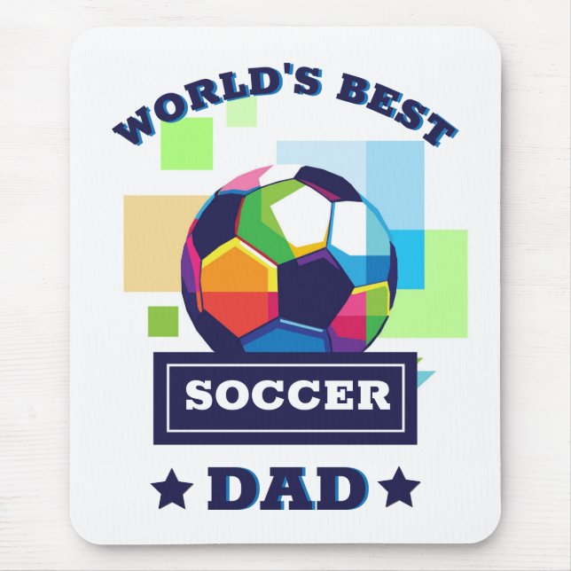 Fotbollar med pappa färgstark text fars dag sport musmatta (Framsidan)