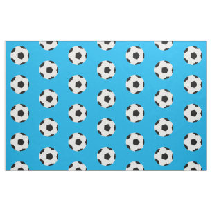 Fotbollar Mönster på Bright Blue Tyg