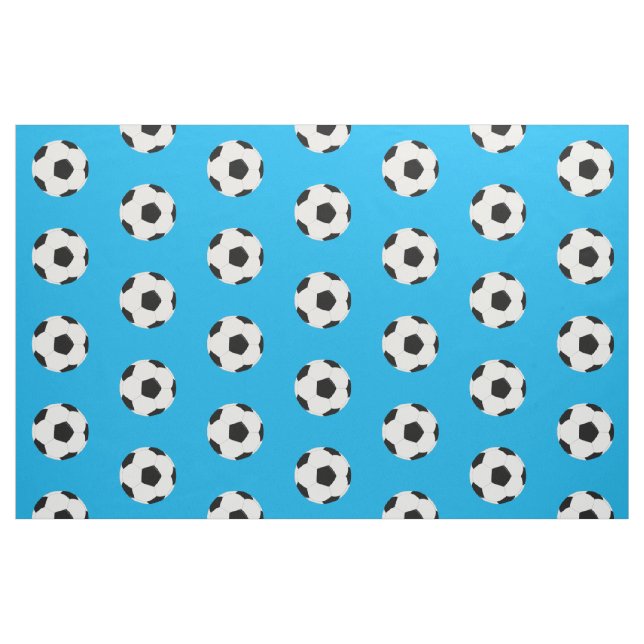Fotbollar Mönster på Bright Blue Tyg (Fat Quarter)