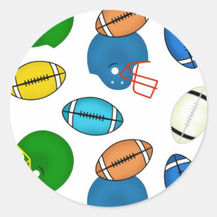 Fotbollar och hjälmar tema runt klistermärke