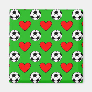 Fotbollar och rödhjärter Teckning Magnet
