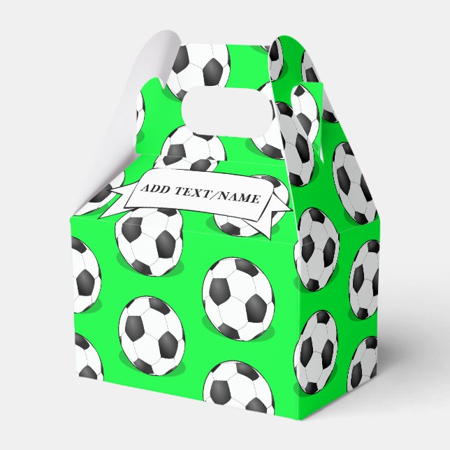 Fotbollar På En Grön Bakgrund Anpassat Namn Presentaskar (Framsidan Sidan)