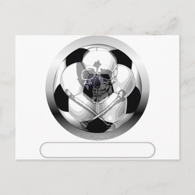 Fotbollar, skullben och korsben vykort (Framsida)