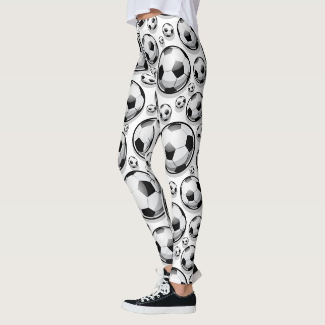 Fotbollar, svarta och vita mönster leggings (Vänster)