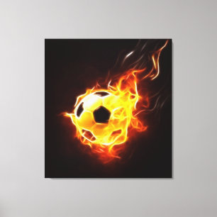 Fotbollboll flammar in canvastryck