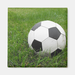 Fotbollboll i gräs magnet