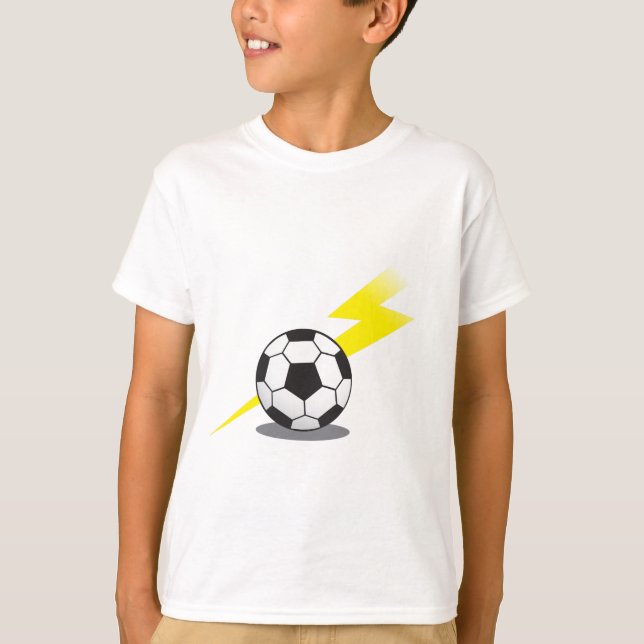 Fotbollboll med blixt kasta i sig t-shirt (Framsida)