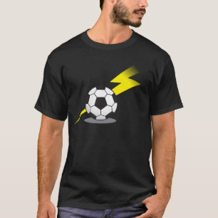 Fotbollboll med blixt kasta i sig tee shirt