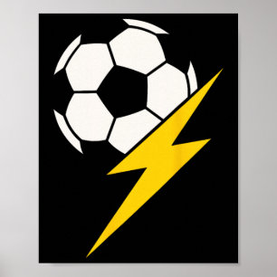 Fotbollboll Med Gul Blixt Teamtränare Poster