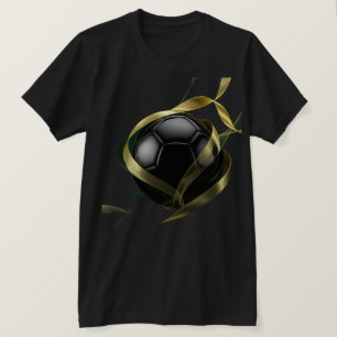 Fotbollboll med gyllene virvlar runt om t shirt