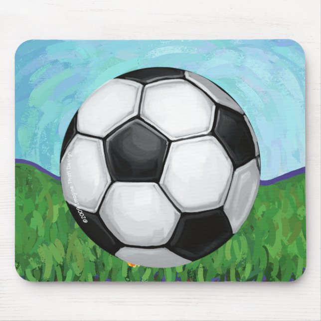 Fotbollboll på gräs Mousepad Musmatta (Framsidan)