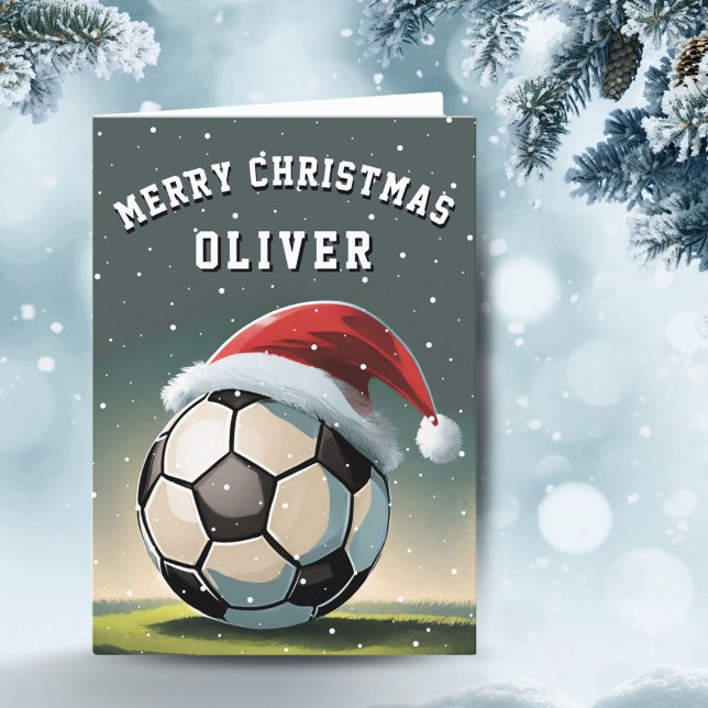 Fotbollboll Tomtehatt God Jul  Helgkort (Skapare uppladdad)