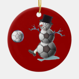 Fotbollbollsnögubbe Julgransprydnad Keramik