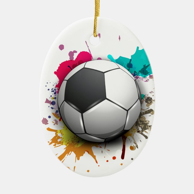Fotbollbristning Julgransprydnad Keramik (Framsidan)