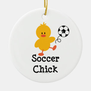 Fotbollchickprydnad Julgransprydnad Keramik