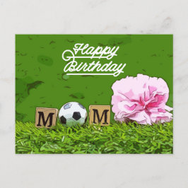 Fotbollen Grattis på födelsedagen Mamma med blomma Vykort