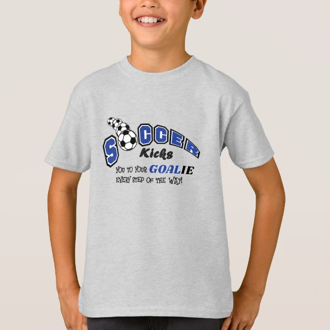 Fotbollen sparkar dig till din målvakt - Blå T Shirt (Framsida)
