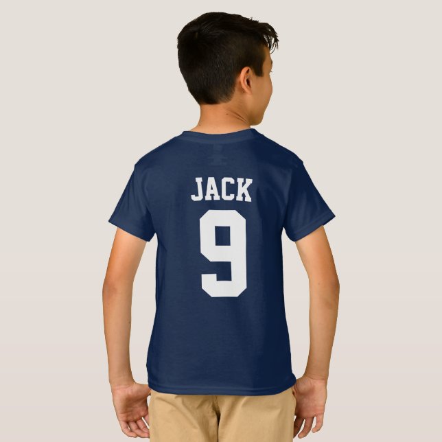 Fotbollens anpassade namn och nummer t shirt (Hel baksida)