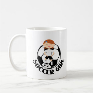 Fotbollflicka 3 och svartvit boll kaffemugg