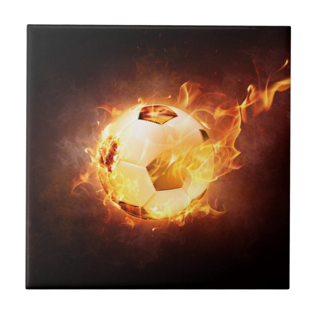 Fotbollfotbollboll avfyrar på kakelplatta (Framsidan)