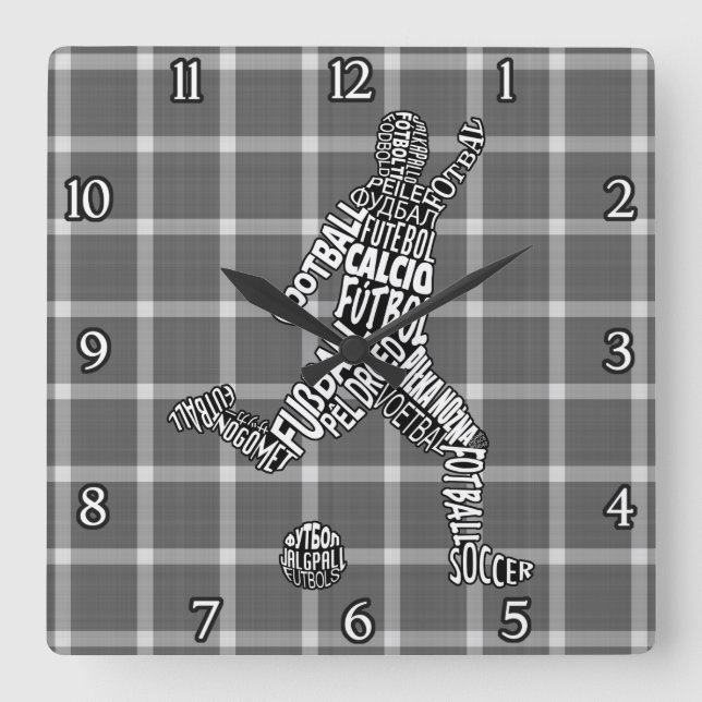 Fotbollfotbollspråk tar tid på fyrkantig klocka (Framsida)